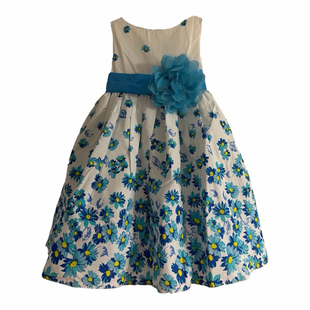 Floral Blue and White Kids Dress
